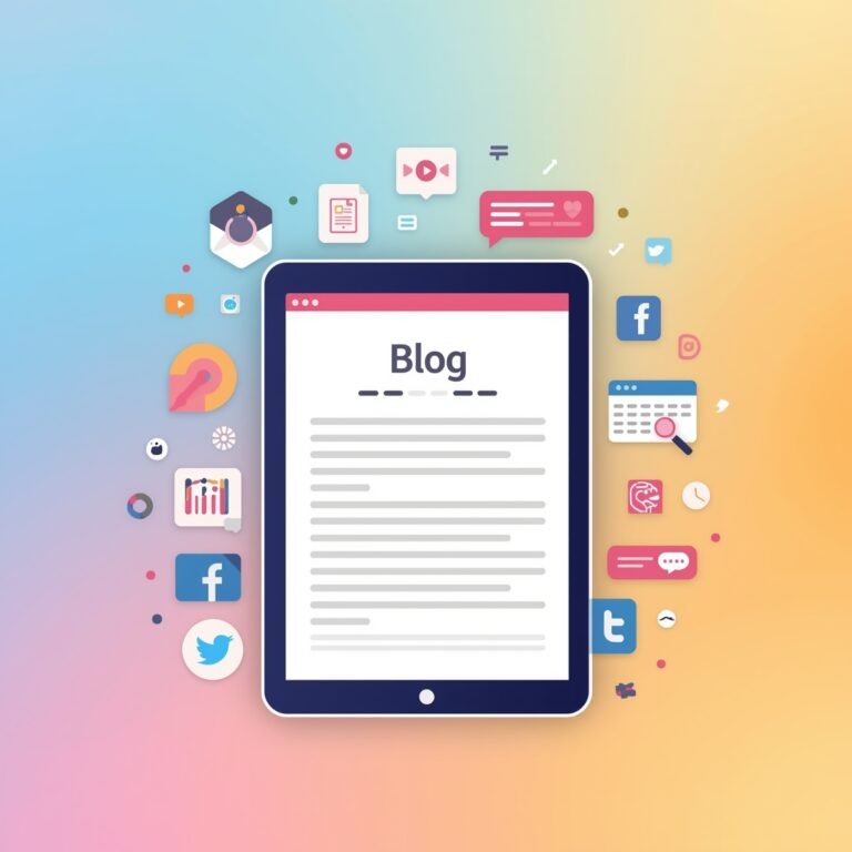 Persona trabajando en un blog corporativo y creando contenido para atraer clientes y mejorar el SEO de su marca.