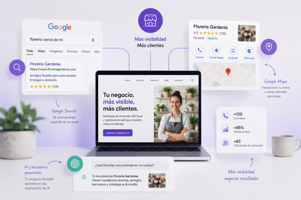 SEO local, Google Maps y posicionamiento en buscadores e inteligencia artificial para negocios